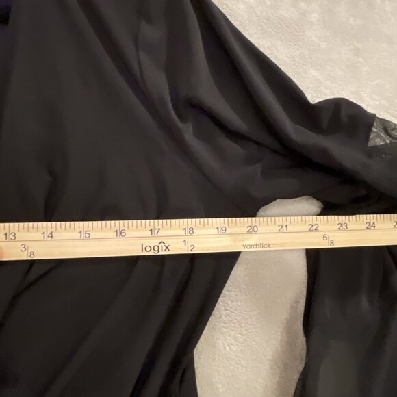 NWT Women Size 14W Flattering Knee Length Wraparound Dress Bell Sleeves Black - Picture 9 of 16